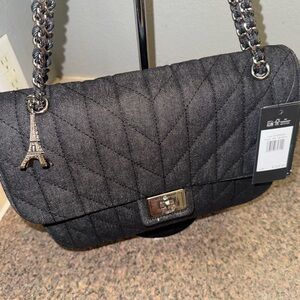 Karl Lagerfeld NWT Black Quilted DENIM Shoulder Bag